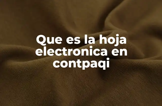 Que es la Hoja Electronica en Contpaqi