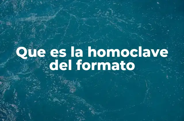 Que es la Homoclave Del Formato