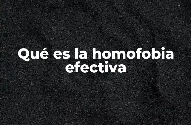 Qué es la Homofobia Efectiva 2 El impacto social y cultural de la homofobia efectiva