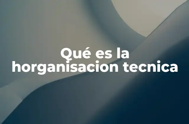 Qué es la Horganisacion Tecnica
