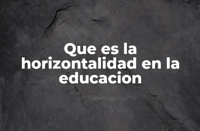 Que es la Horizontalidad en la Educacion