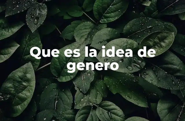 Que es la Idea de Genero