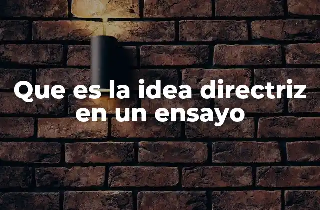 Que es la Idea Directriz en un Ensayo