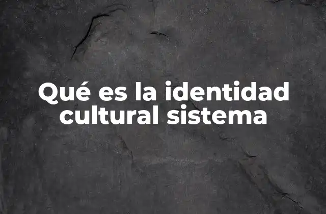 Qué es la Identidad Cultural Sistema