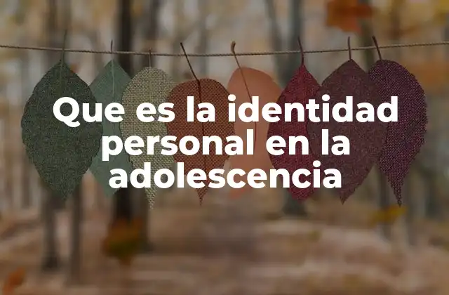 Que es la Identidad Personal en la Adolescencia