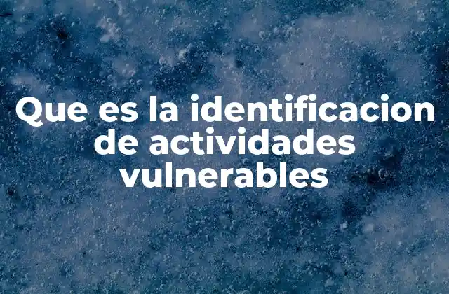 Que es la Identificacion de Actividades Vulnerables