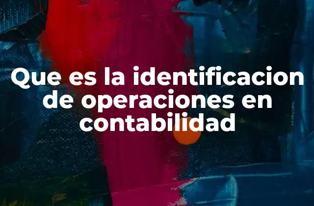 Que es la Identificacion de Operaciones en Contabilidad