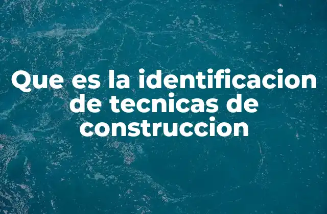 Que es la Identificacion de Tecnicas de Construccion