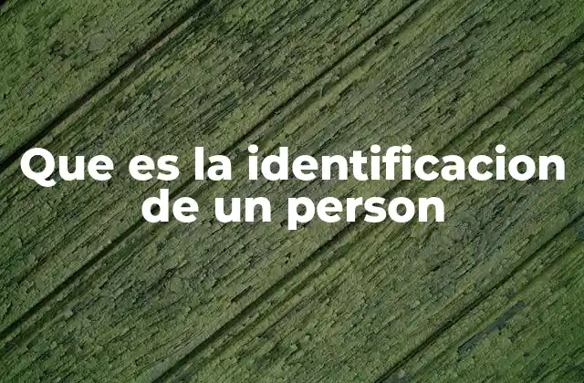 Que es la Identificacion de un Person