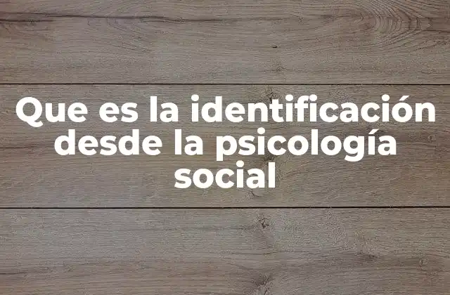 Que es la Identificación desde la Psicología Social