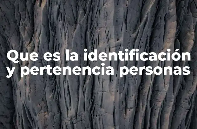 Que es la Identificación y Pertenencia Personas