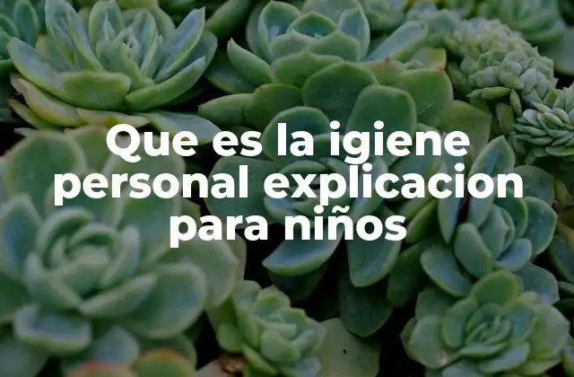 Que es la Igiene Personal Explicacion para Niños