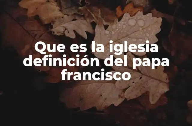 Que es la Iglesia Definición Del Papa Francisco