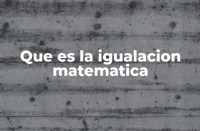 Que es la Igualacion Matematica