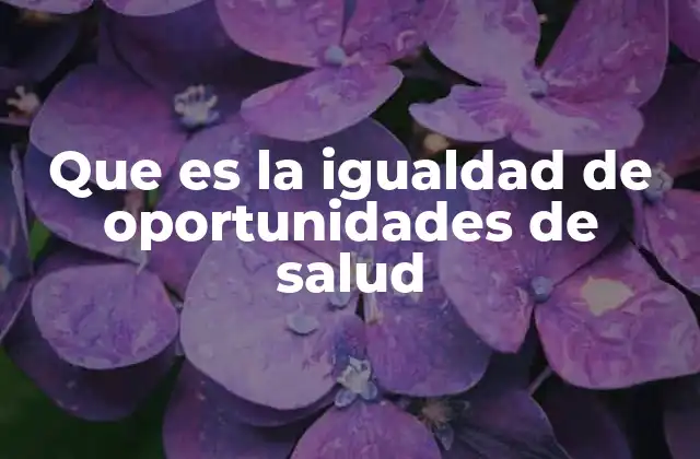 Que es la Igualdad de Oportunidades de Salud