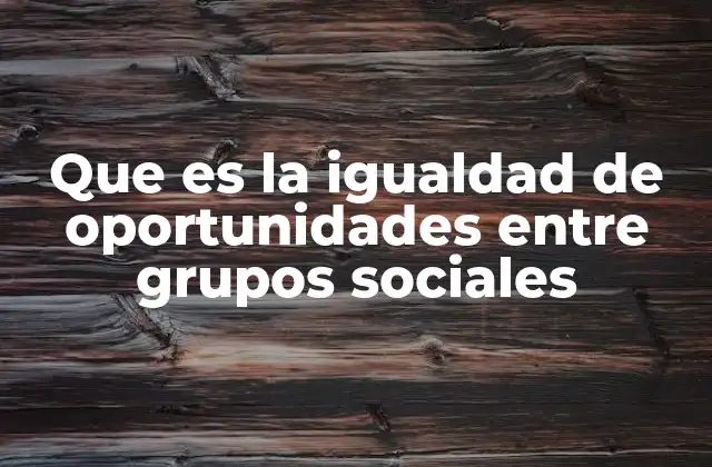 Que es la Igualdad de Oportunidades entre Grupos Sociales