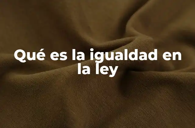 Qué es la Igualdad en la Ley