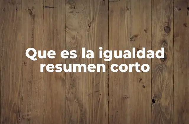 Que es la Igualdad Resumen Corto