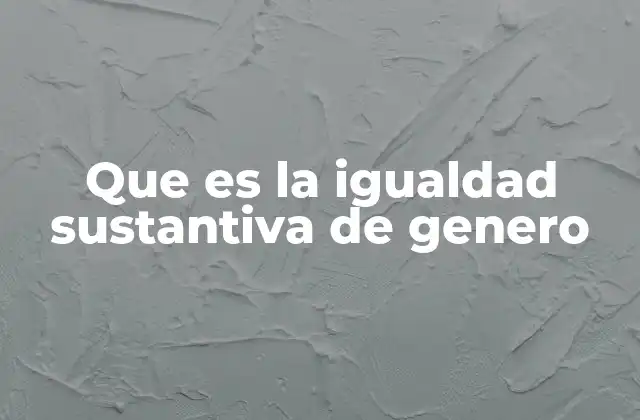 Que es la Igualdad Sustantiva de Genero