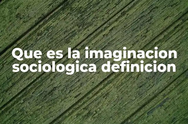 Que es la Imaginacion Sociologica Definicion 2 La conexión entre lo personal y lo social