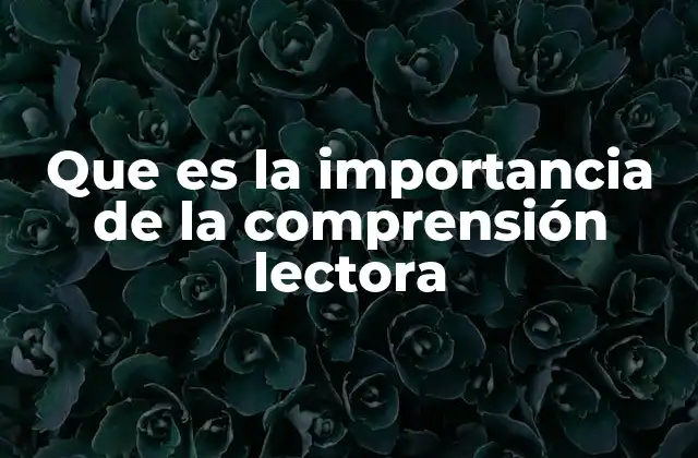 Que es la Importancia de la Comprensión Lectora