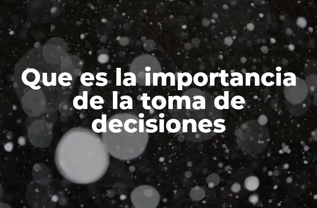 Que es la Importancia de la Toma de Decisiones