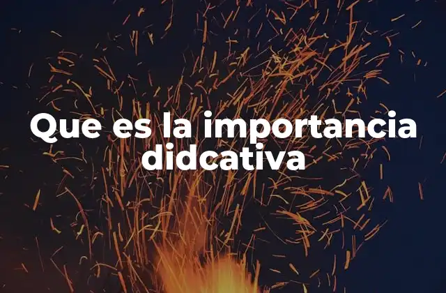 Que es la Importancia Didcativa
