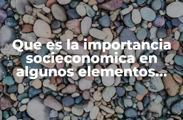 Que es la Importancia Socieconomica en Algunos Elementos Quimico
