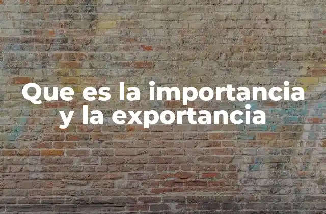 Que es la Importancia y la Exportancia