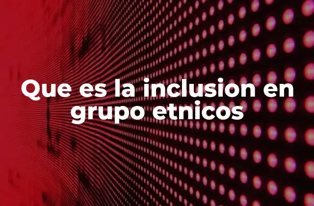 Que es la Inclusion en Grupo Etnicos