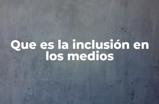 Que es la Inclusión en los Medios