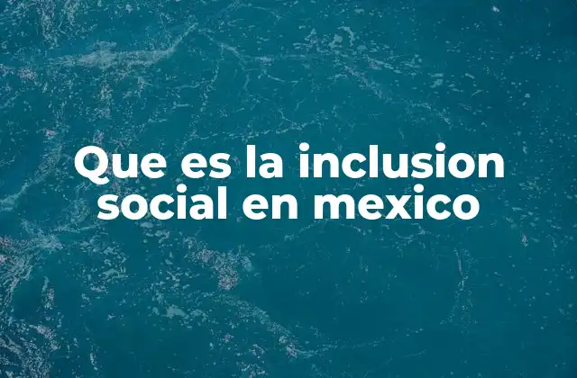 Que es la Inclusion Social en Mexico