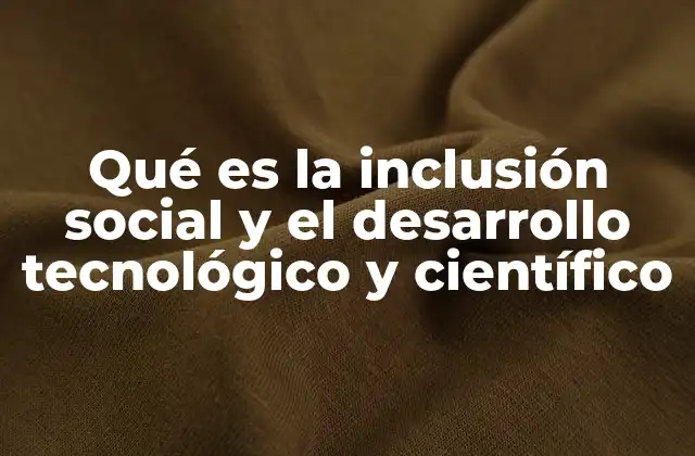 Qué es la Inclusión Social y el Desarrollo Tecnológico y Científico
