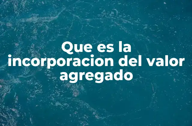 Que es la Incorporacion Del Valor Agregado