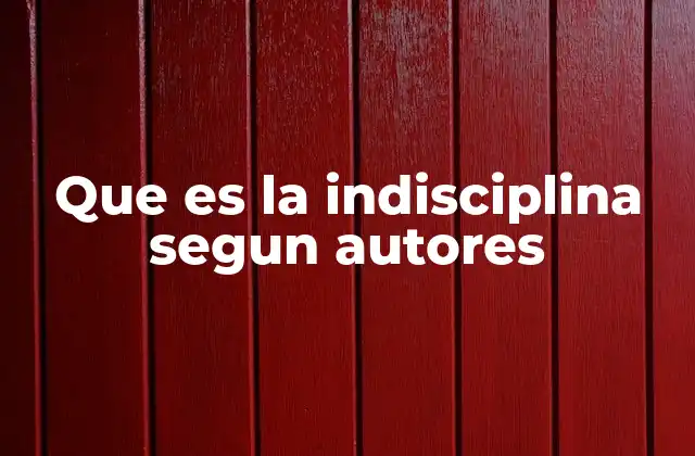 Que es la Indisciplina Segun Autores