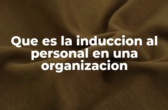Que es la Induccion Al Personal en una Organizacion