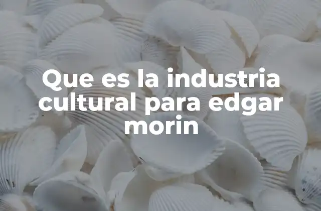 Que es la Industria Cultural para Edgar Morin