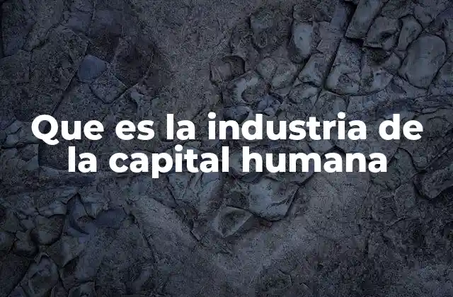 Que es la Industria de la Capital Humana
