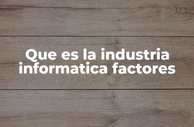 Que es la Industria Informatica Factores