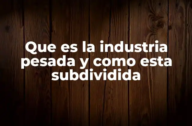 Que es la Industria Pesada y como Esta Subdividida