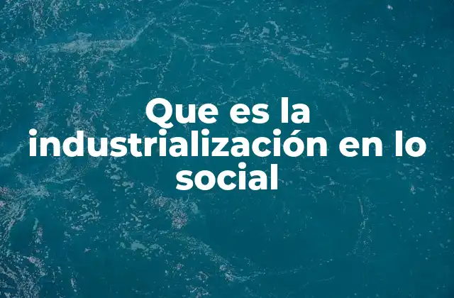 Que es la Industrialización en Lo Social