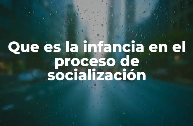Que es la Infancia en el Proceso de Socialización