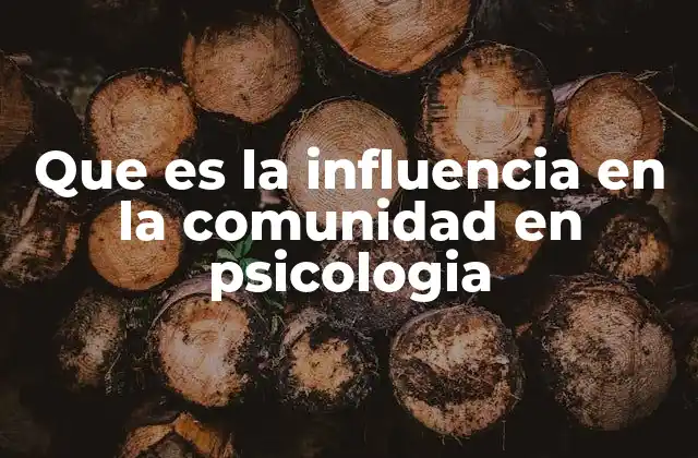 Que es la Influencia en la Comunidad en Psicologia