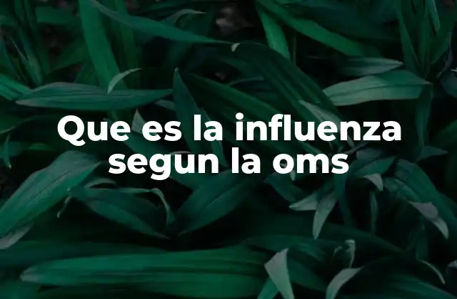 Que es la Influenza Segun la Oms