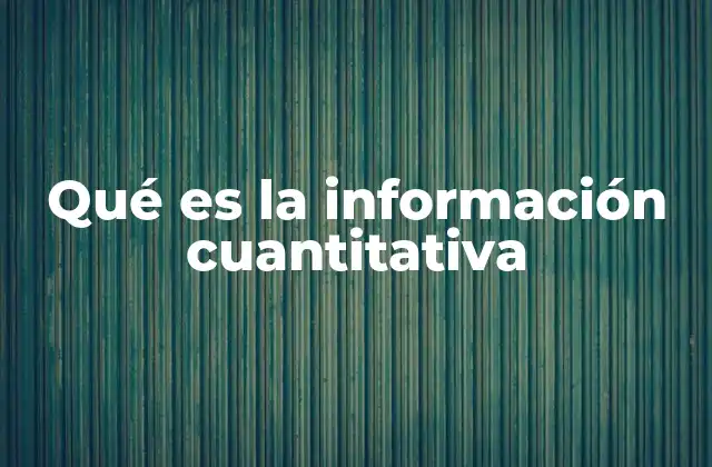 Qué es la Información Cuantitativa
