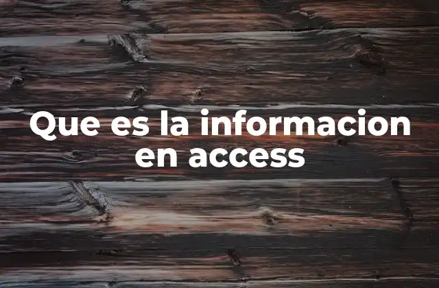 Que es la Informacion en Access