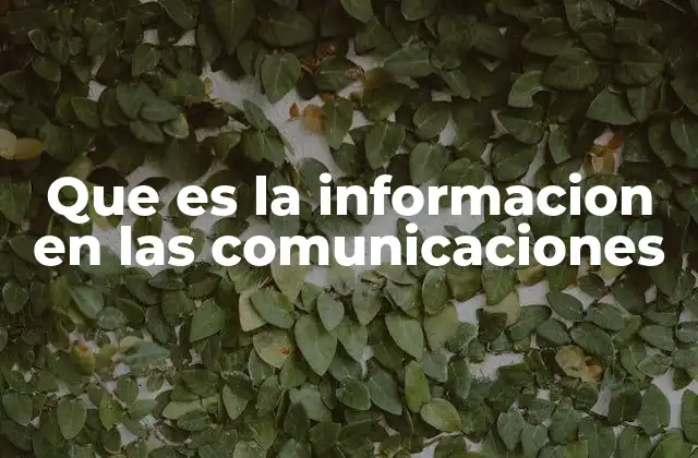 Que es la Informacion en las Comunicaciones