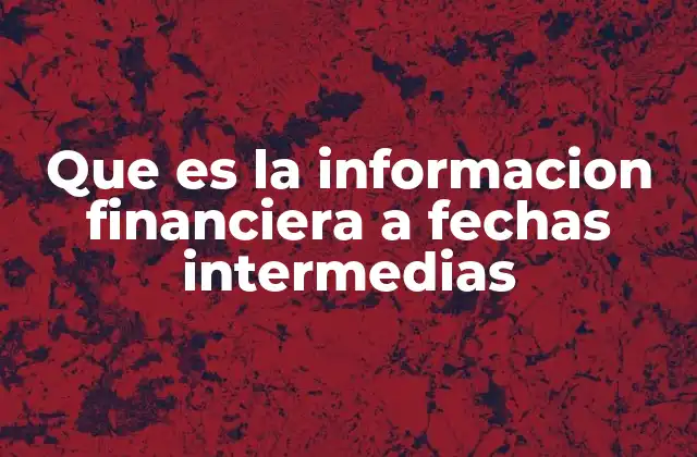 Que es la Informacion Financiera a Fechas Intermedias