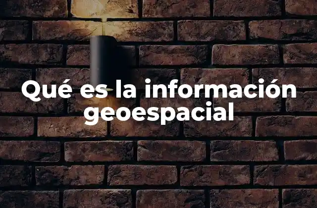Qué es la Información Geoespacial