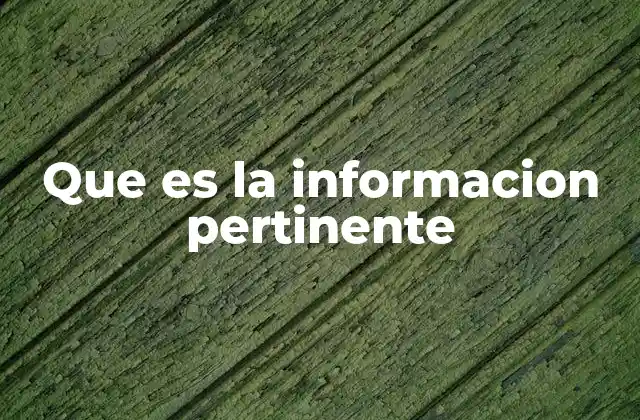 Que es la Informacion Pertinente